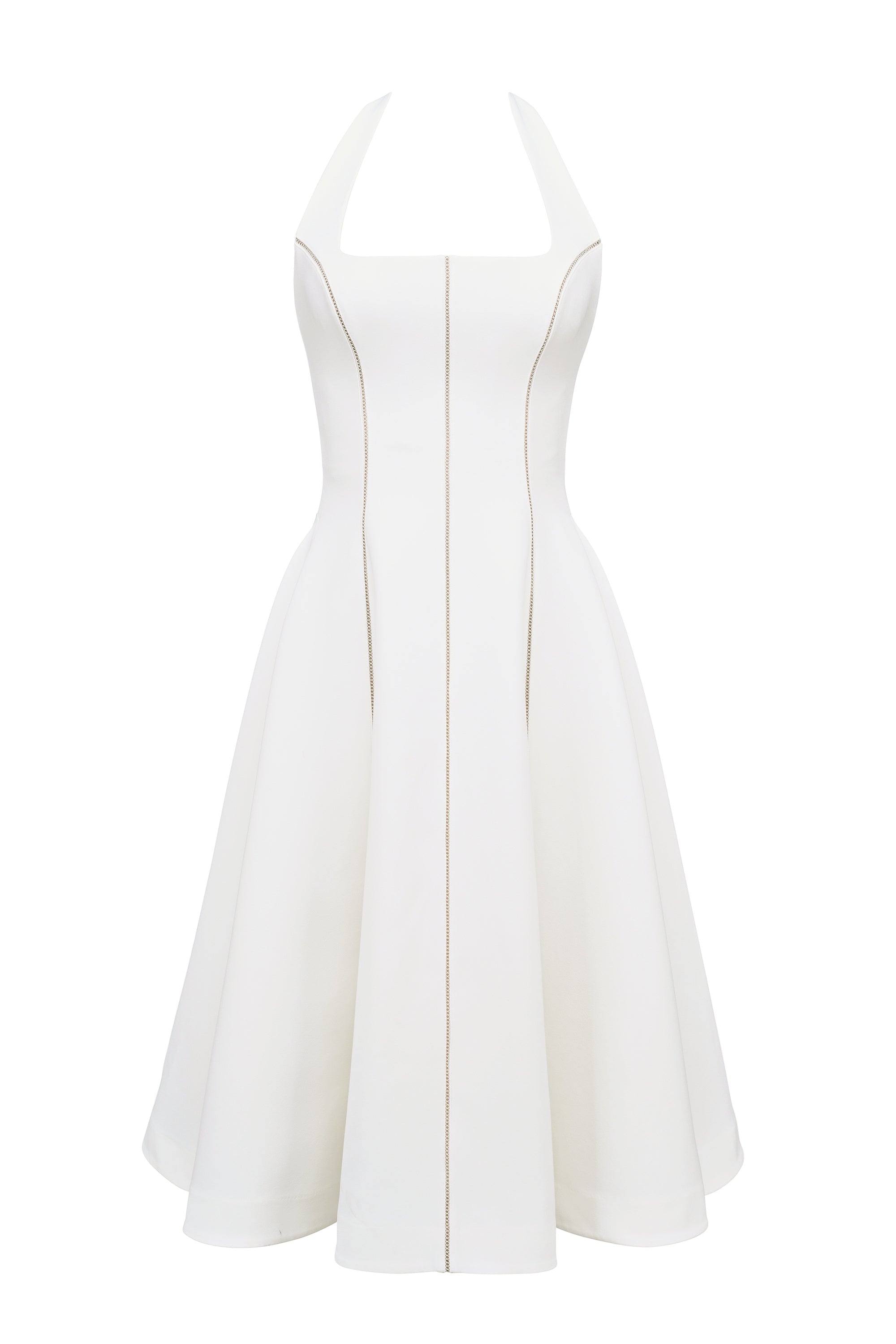 ivory halter neck midi dress