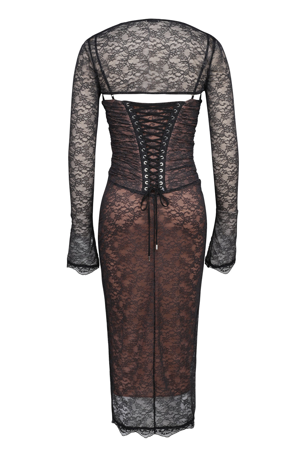 black lace corset midi dress