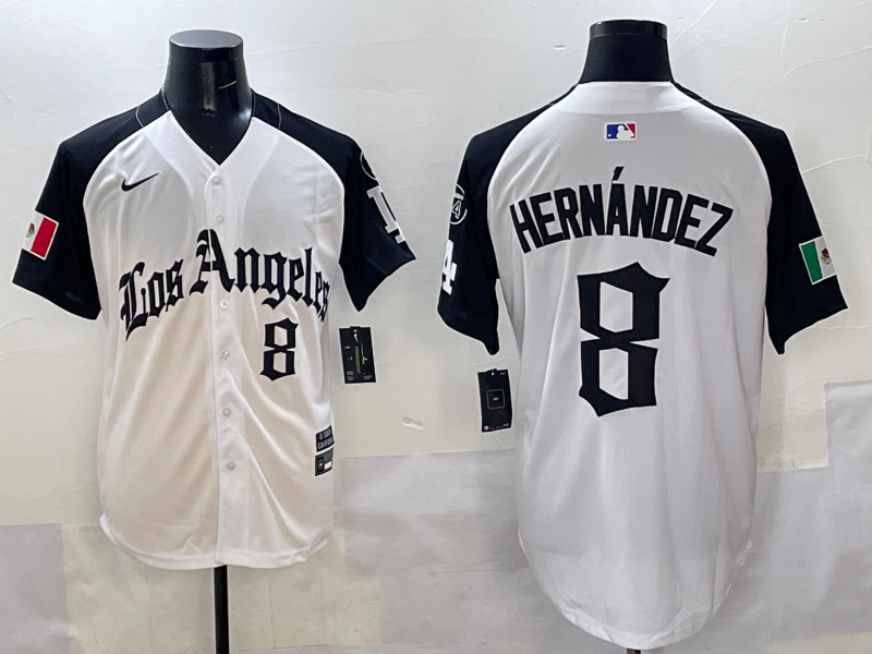 Men's Los Angeles Dodgers Enrique Hernandez #8 White Team Game Player Jersey