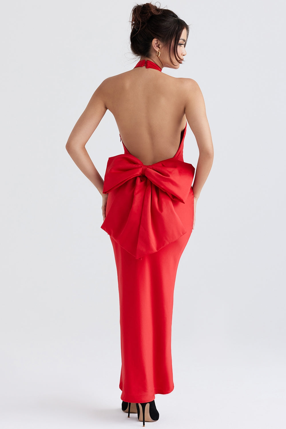 red bow halter dress