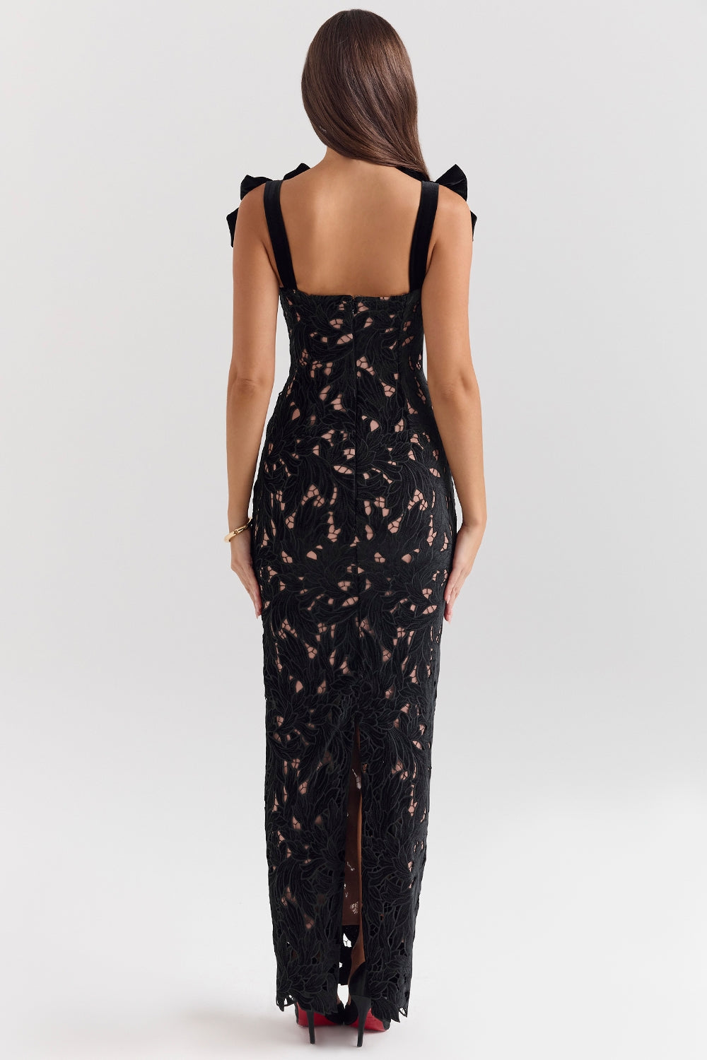 black velvet lace maxi dress