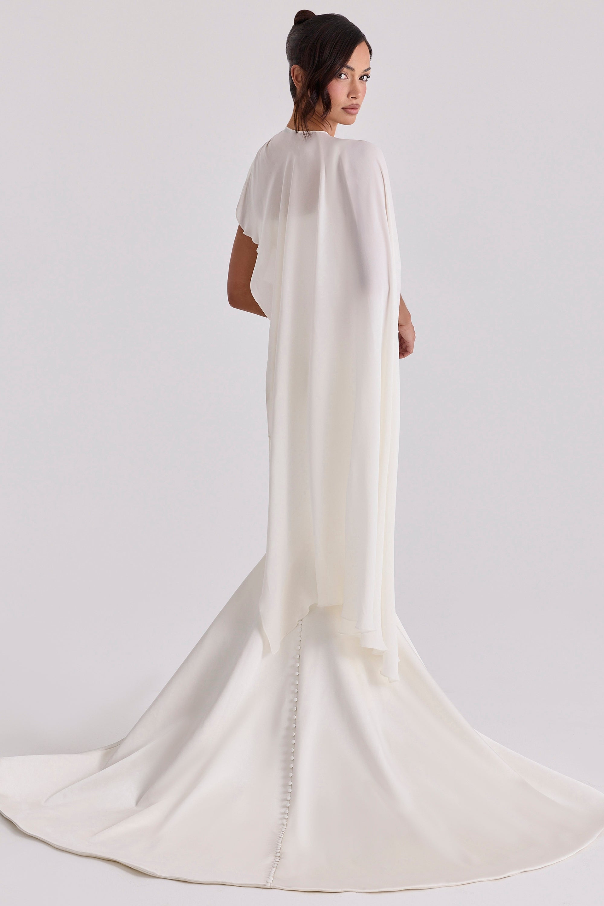 ivory draped pure silk asymmetric shawl