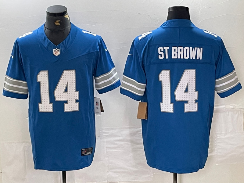 Men's Detroit Lions Amon-Ra St. Brown #14 Blue Vapor F.U.S.E. Limited Jersey1