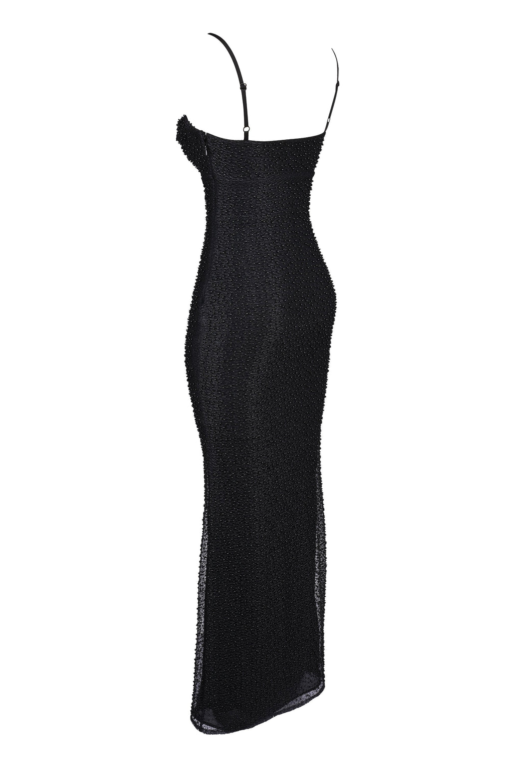 black pearl embellished maxi dress