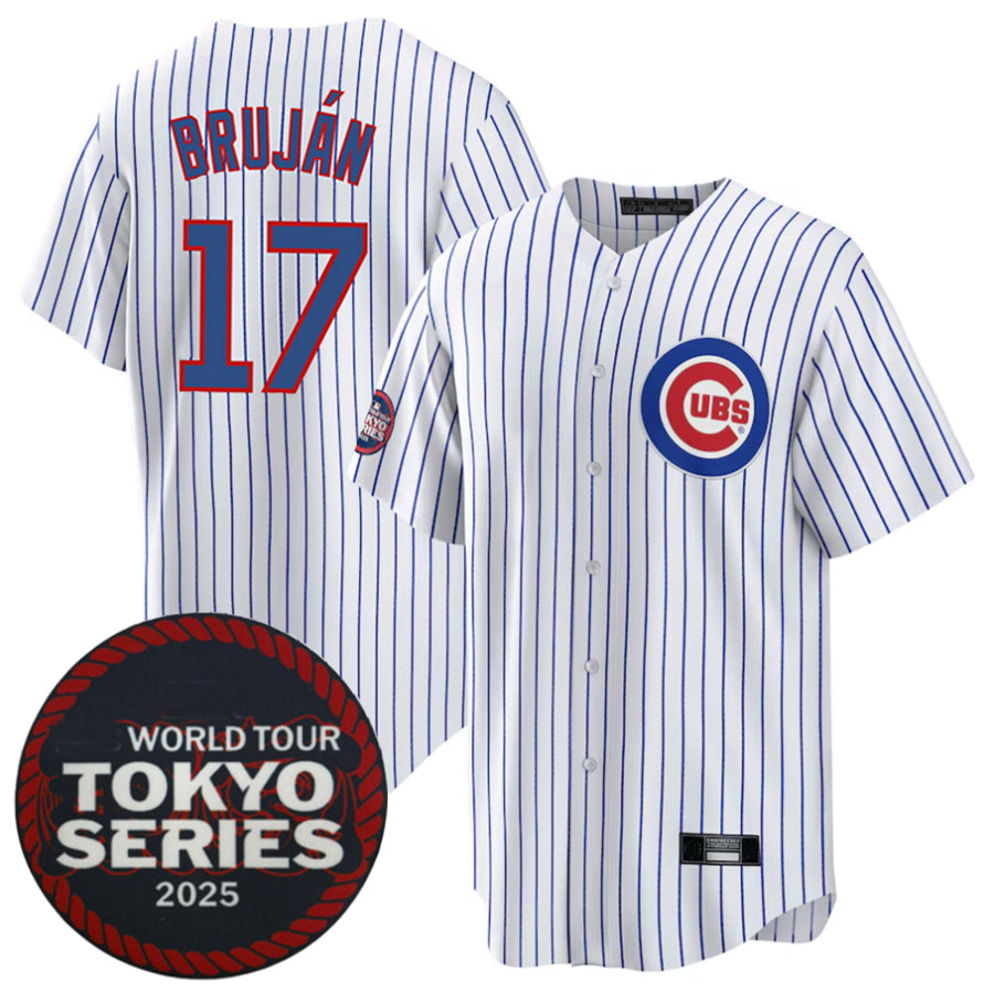 C.Cubs #17 Vidal Bruj����n Player White 2025 World Tour Tokyo Series Home Stitched Baseball Jerseys