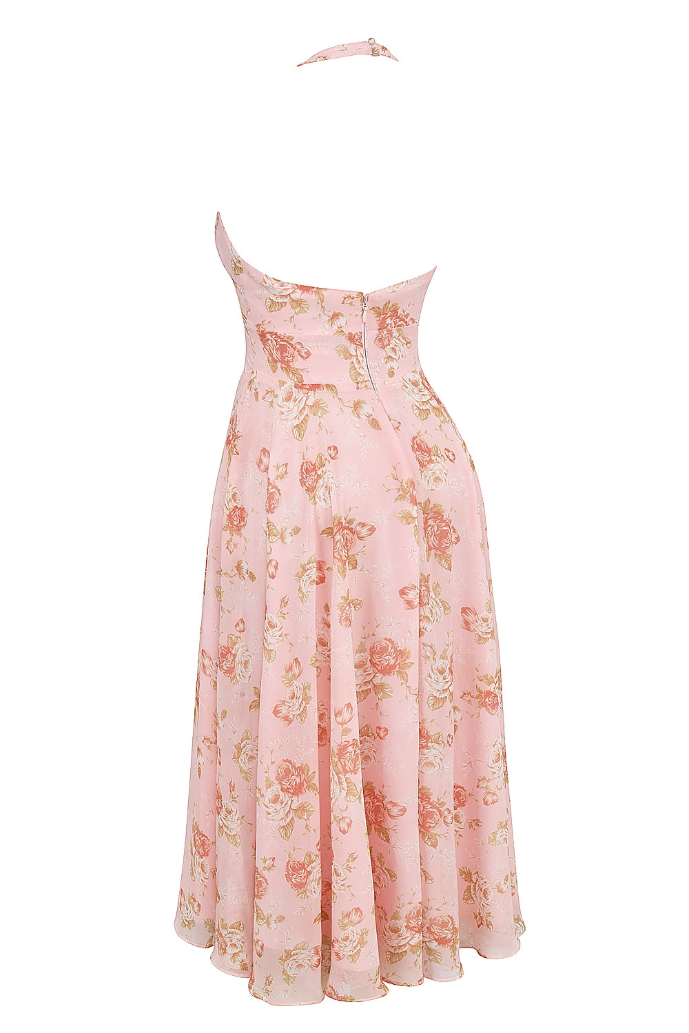 english vintage rose print georgette halter sundress