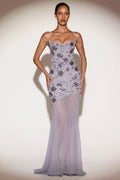 Embellished Sweetheart-Neck Backless Gown in Lilac