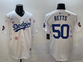 Men's Los Angeles Dodgers Mookie Betts #50 White Alternate Replica Player Jersey