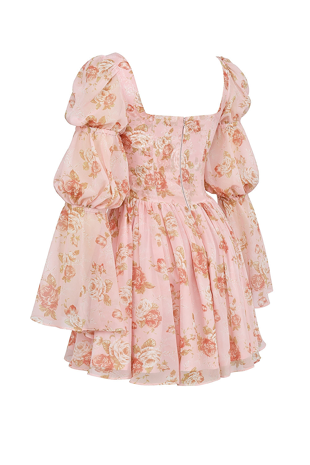 english vintage rose print puff sleeve mini dress