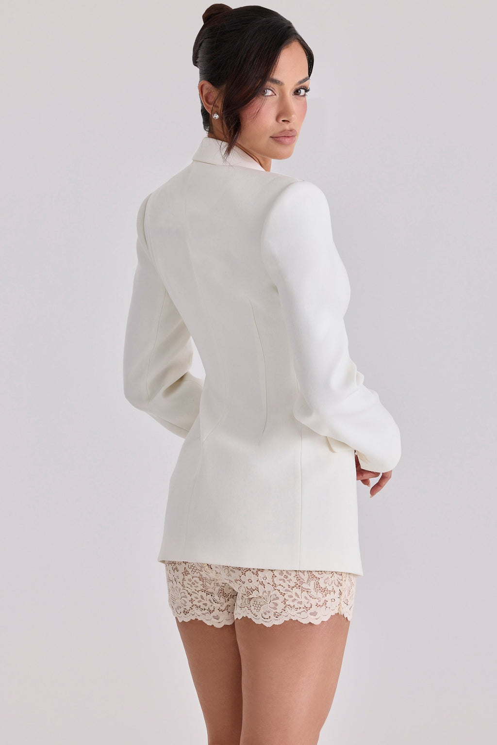 vintage ivory crepe hourglass blazer jacket