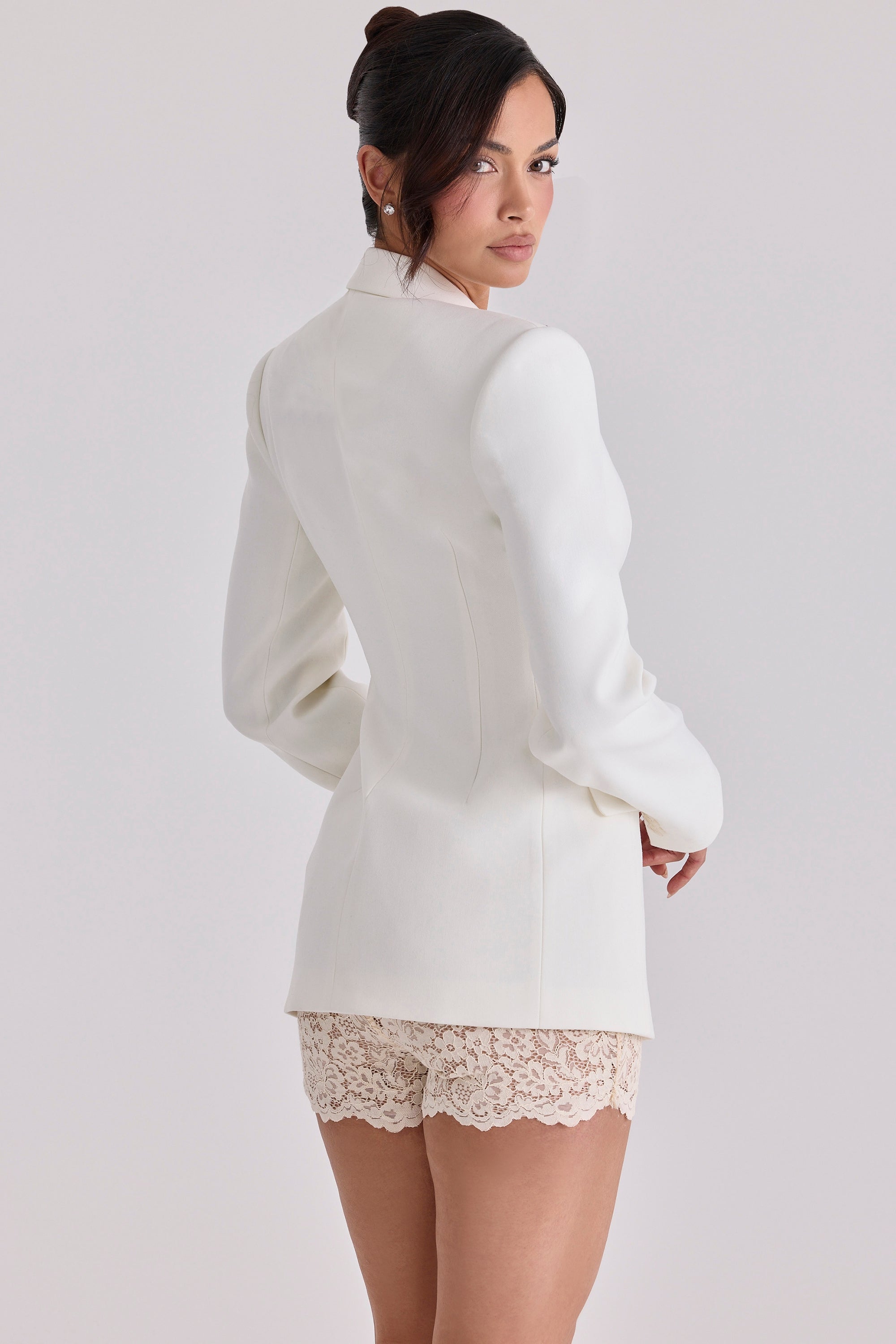 vintage ivory crepe hourglass blazer jacket