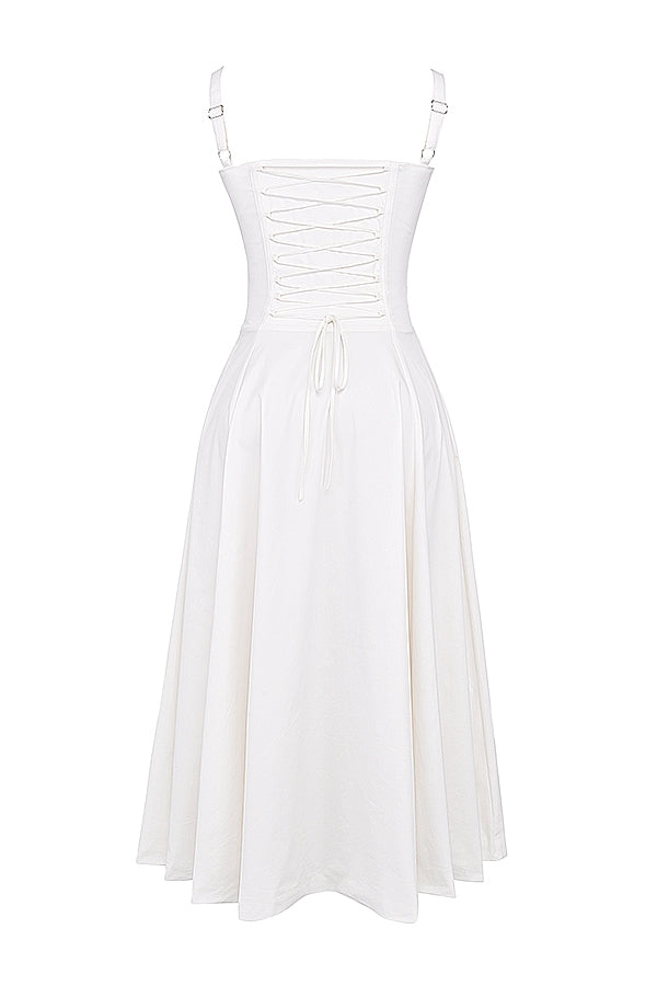 white bustier sundress