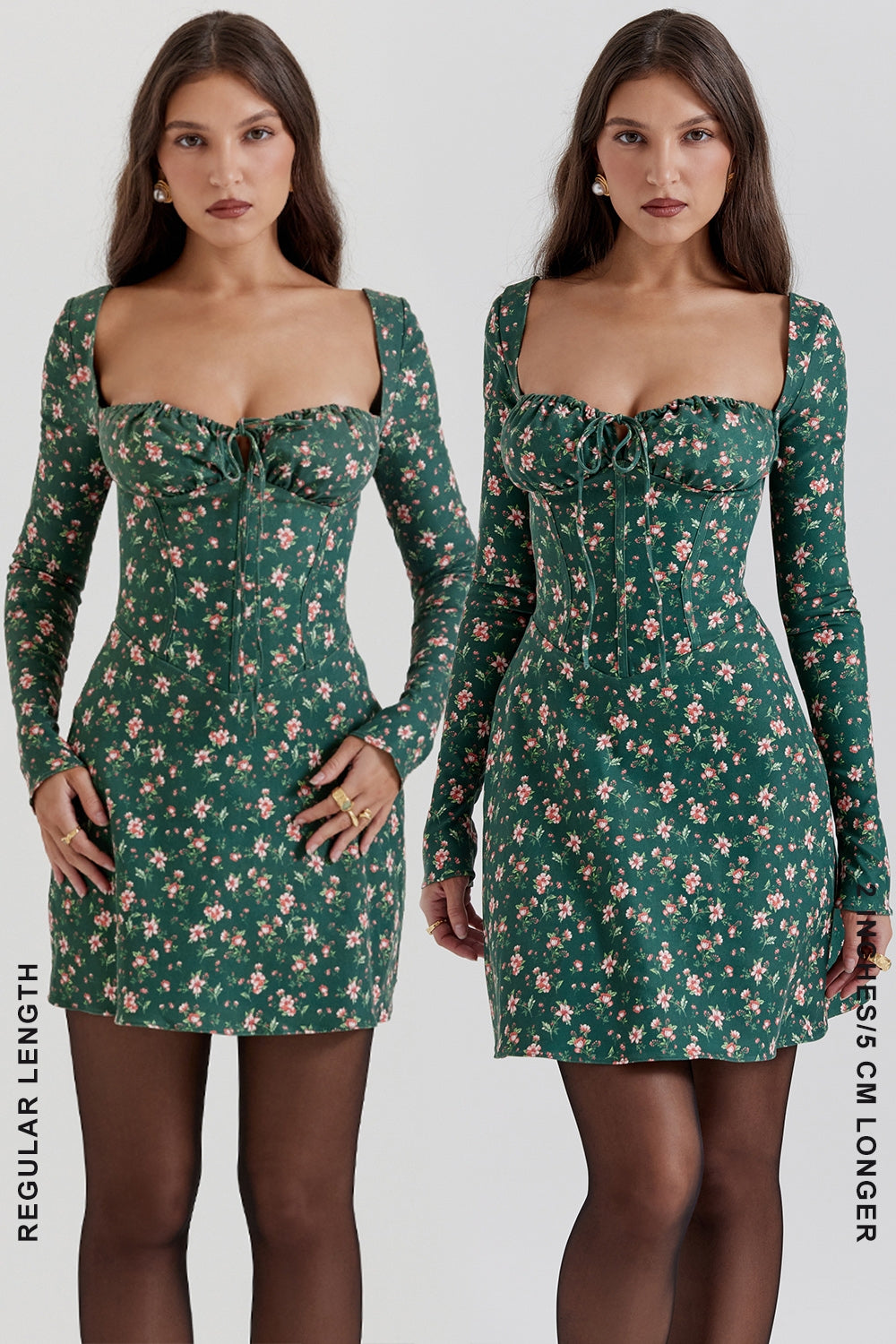 green floral corset mini dress