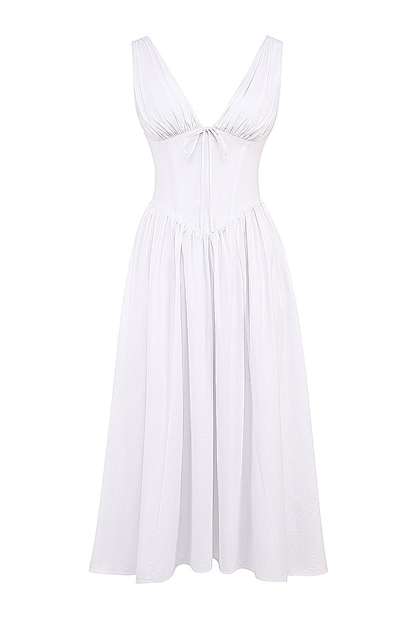 white cotton corset sundress