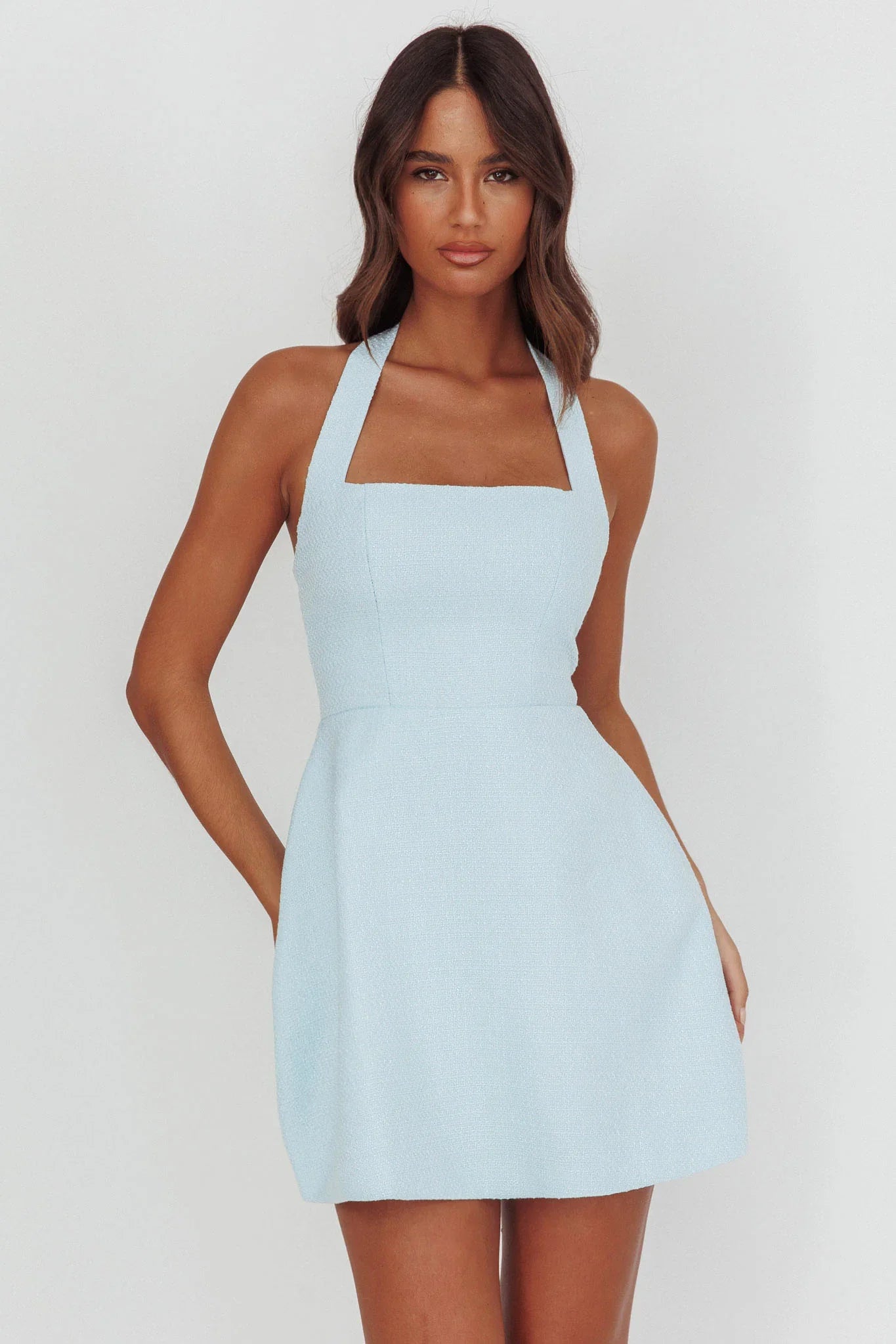 Hendrix Halterneck A-Line Mini Dress Blue