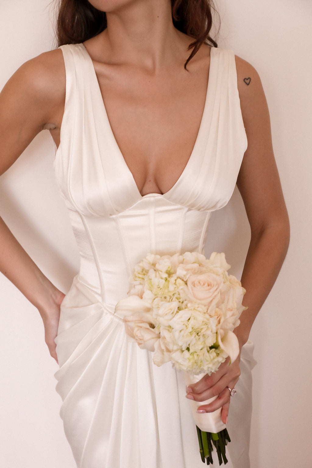 ivory satin corset bridal gown