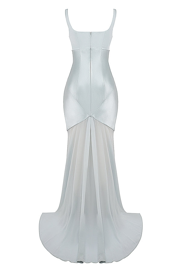 pistachio chiffon floor length gown