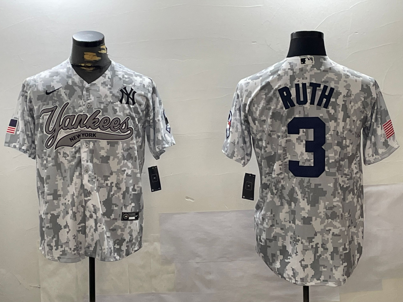 Men's New York Yankees Babe Ruth #3 Arctic Camo 2024 Salute to Service Limited Jersey