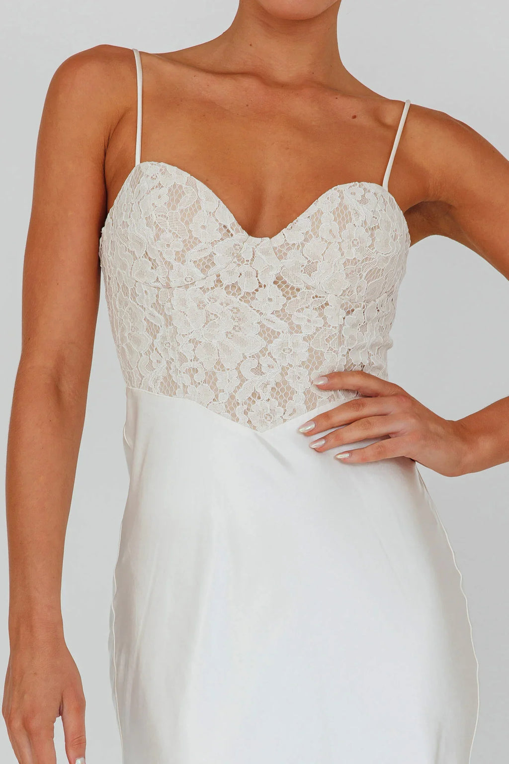 Evening Star Lace Bodice Maxi Dress Ivory