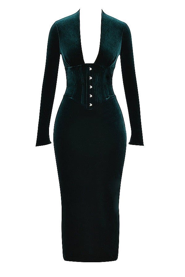 forest velvet corset dress