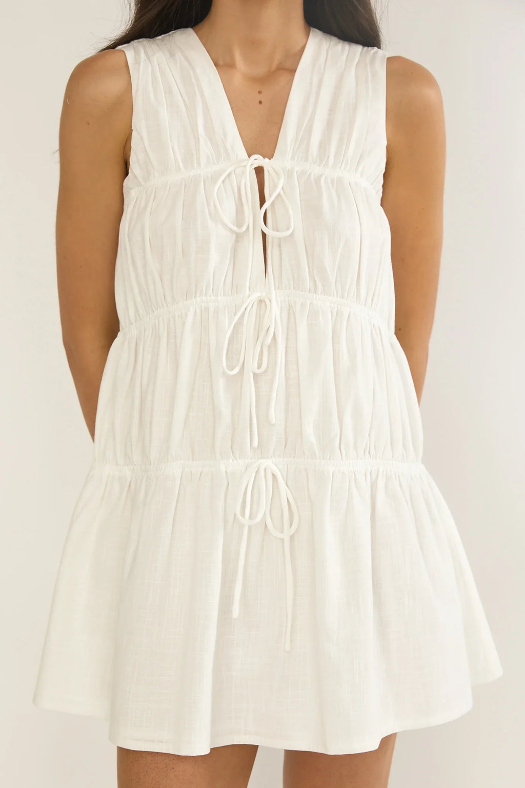 Antibes Tie Front Mini Dress White