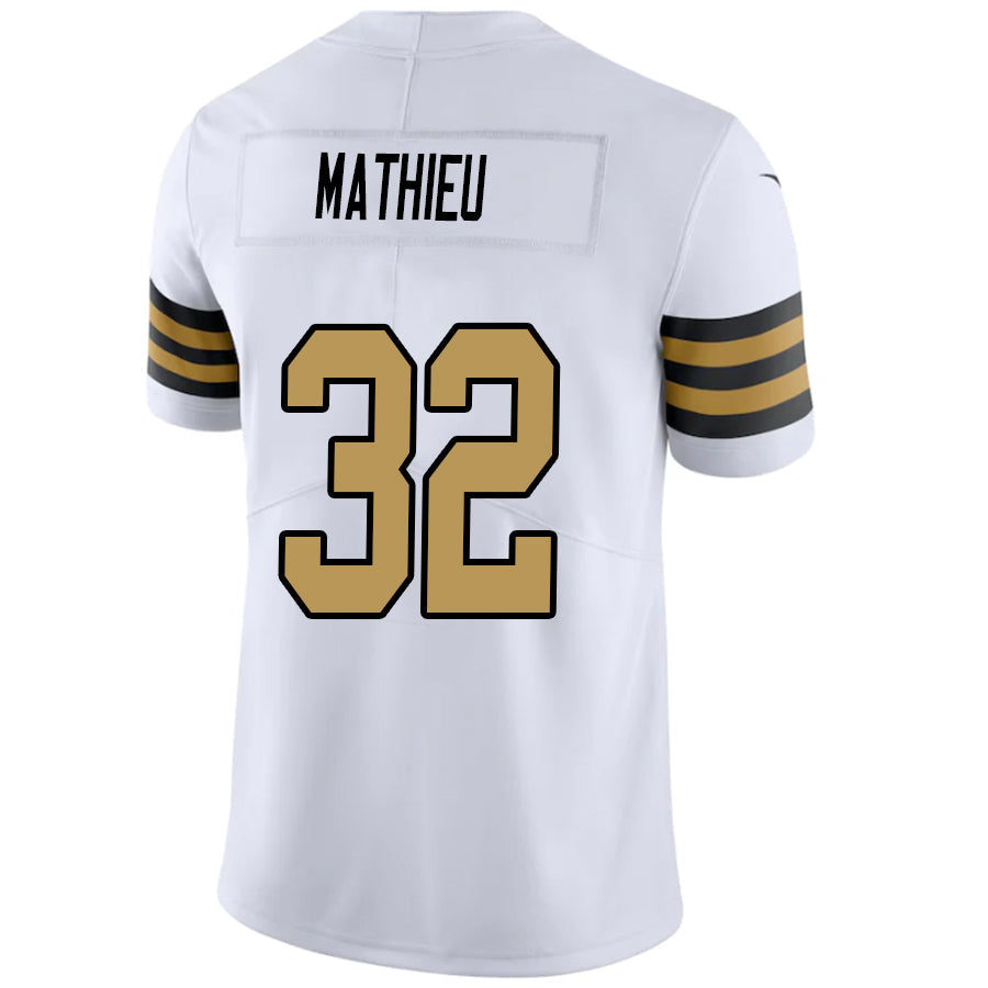 #32 Tyrann Mathieu Player NO.Saints White Vapor Limited Football Jerseys