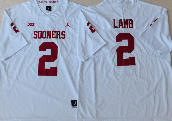 Men's Oklahoma Sooners Ceedee Lamb #2 White Player Game Jersey