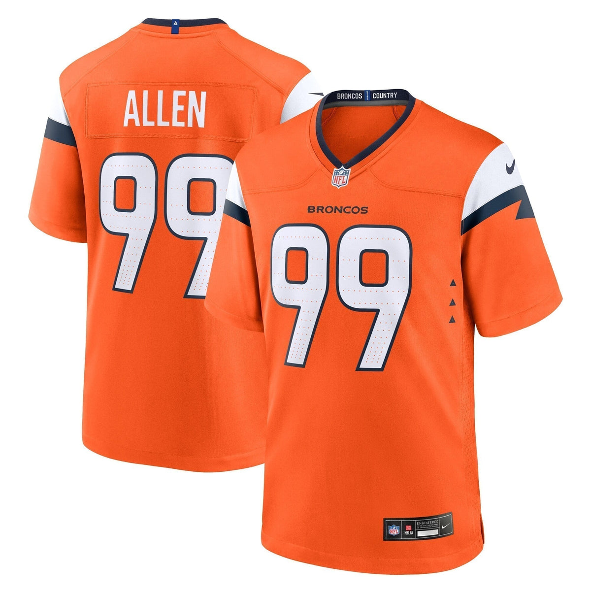 Zach Allen Denver Broncos Nike Team Game Jersey -  Orange