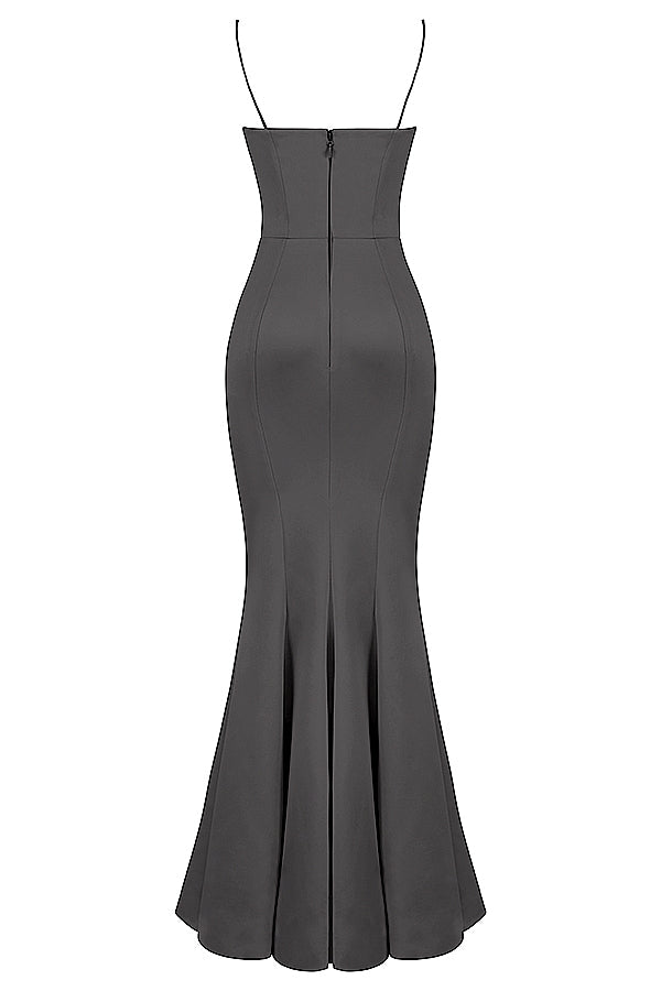 shadow satin fishtail gown