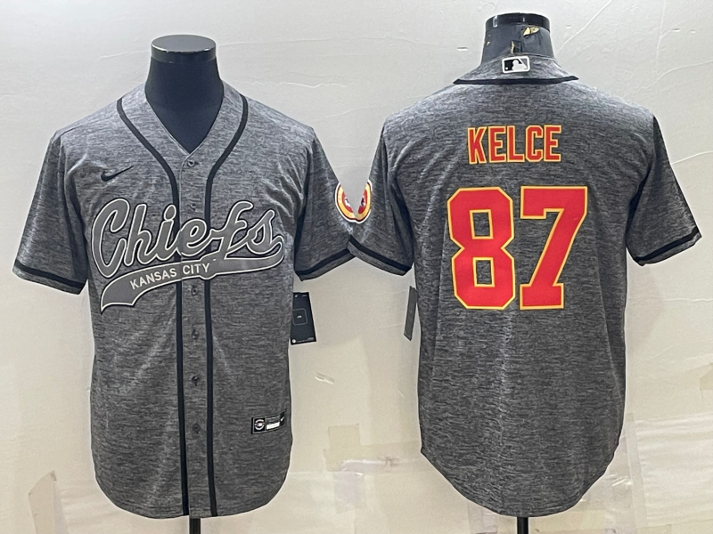 Men's Kansas City Chiefs Travis Kelce #87 Grey Game Jersey1 Joint Edition