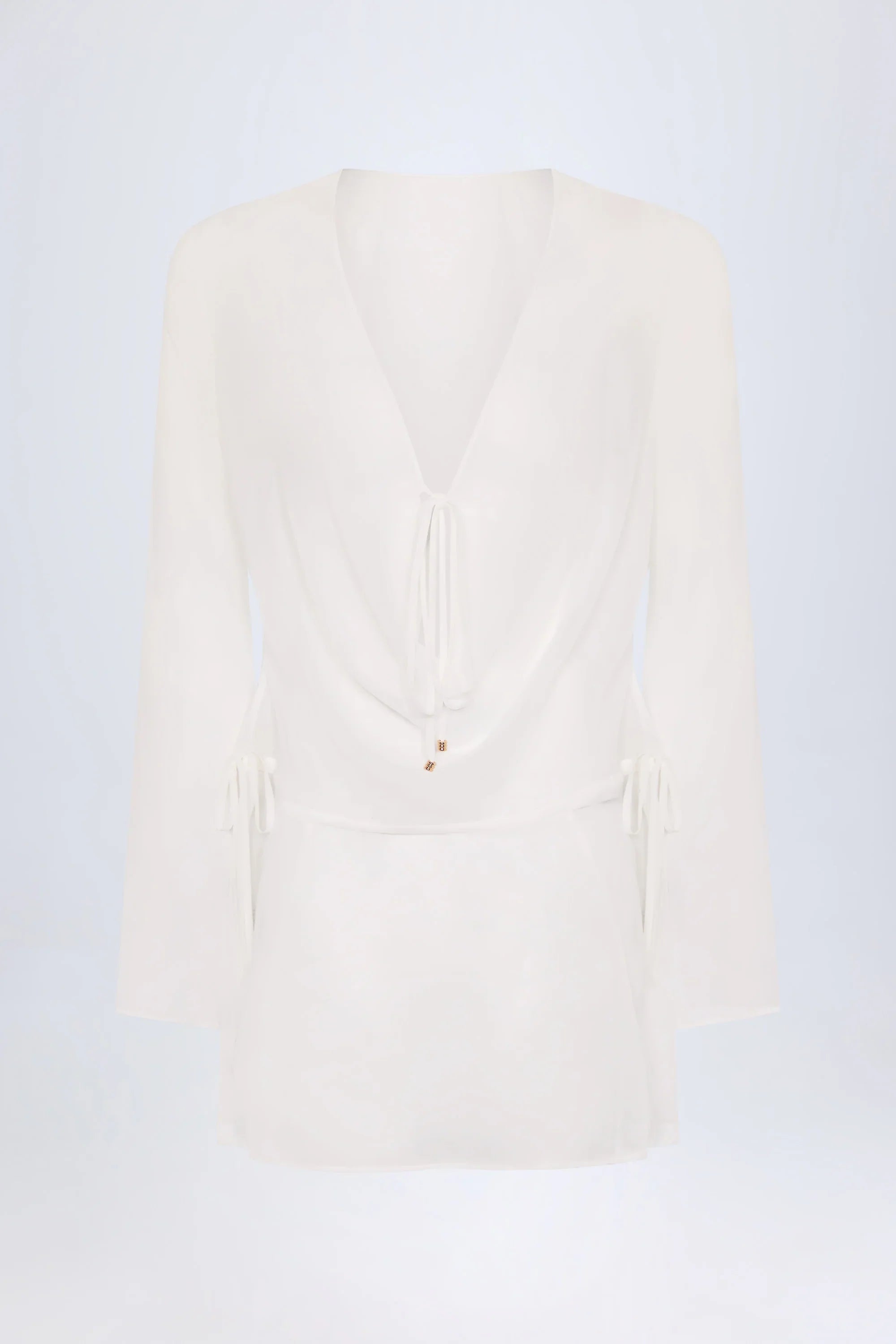 Cowl-Neck Mini Dress in White