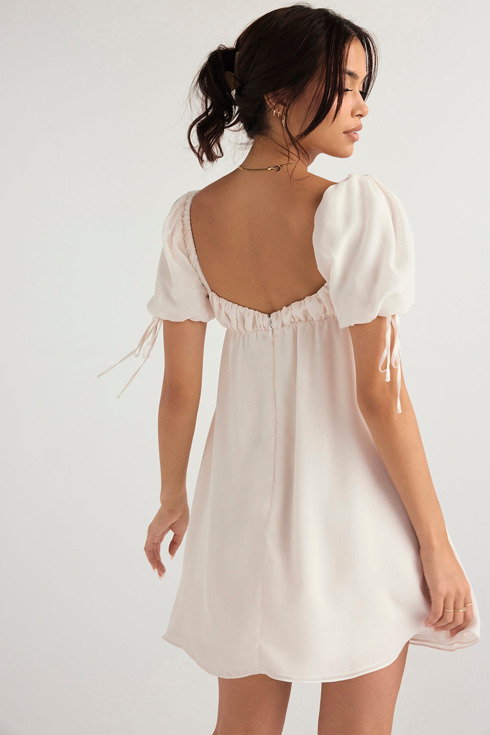 ivory georgette mini dress - sale