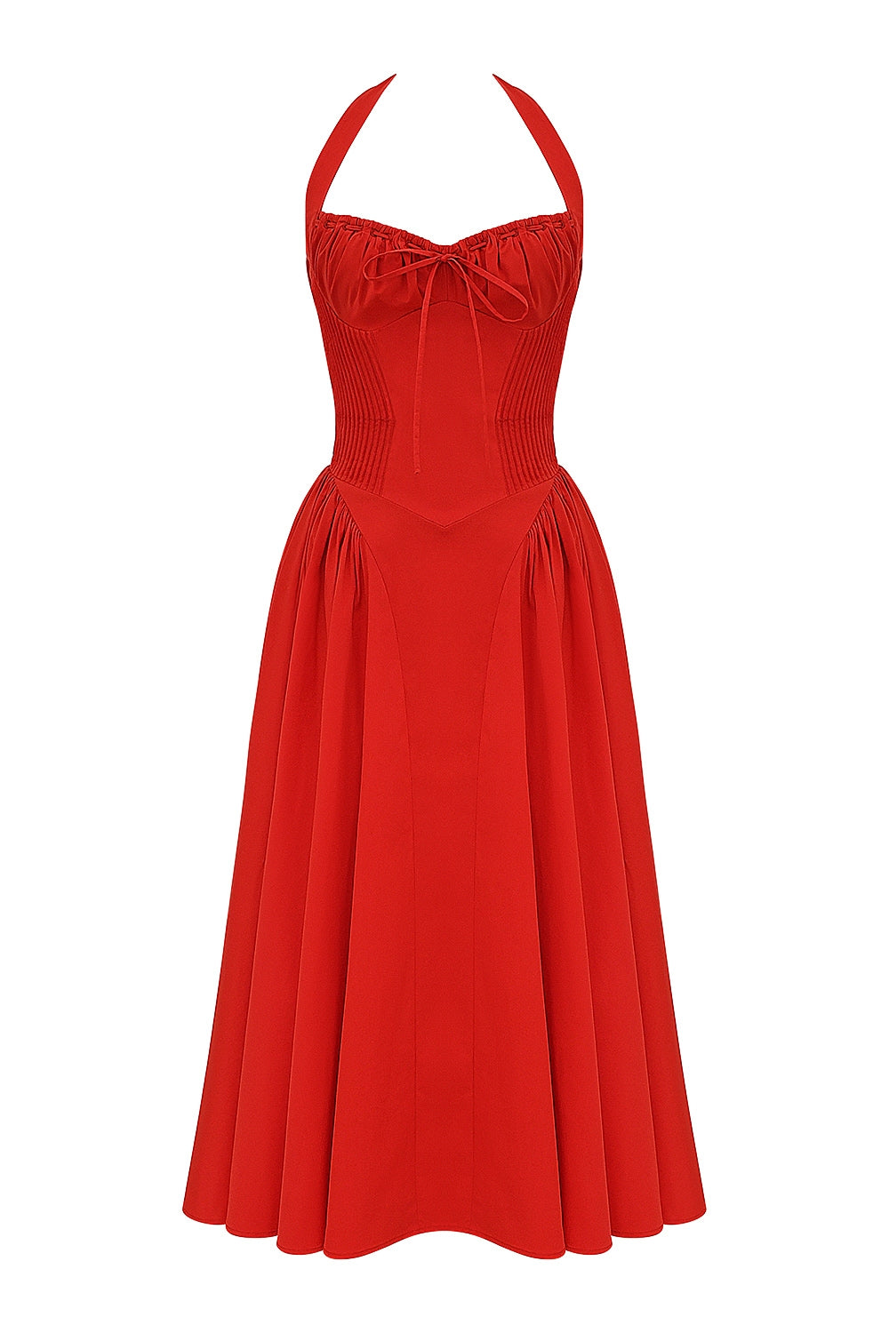 italian tomato cotton halter sundress