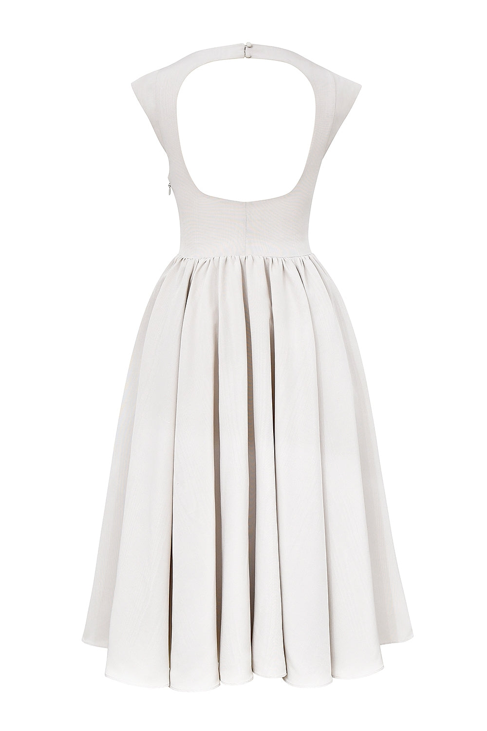 french dove moire satin backless midi dress