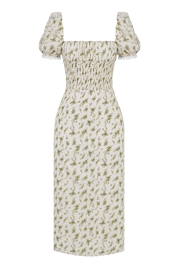garden print shirred sundress