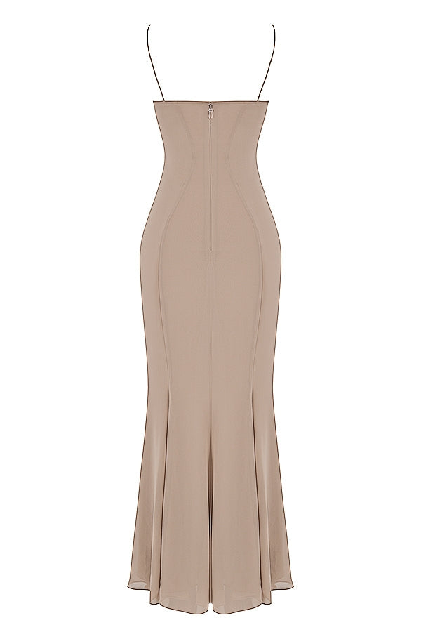 latte corset maxi dress