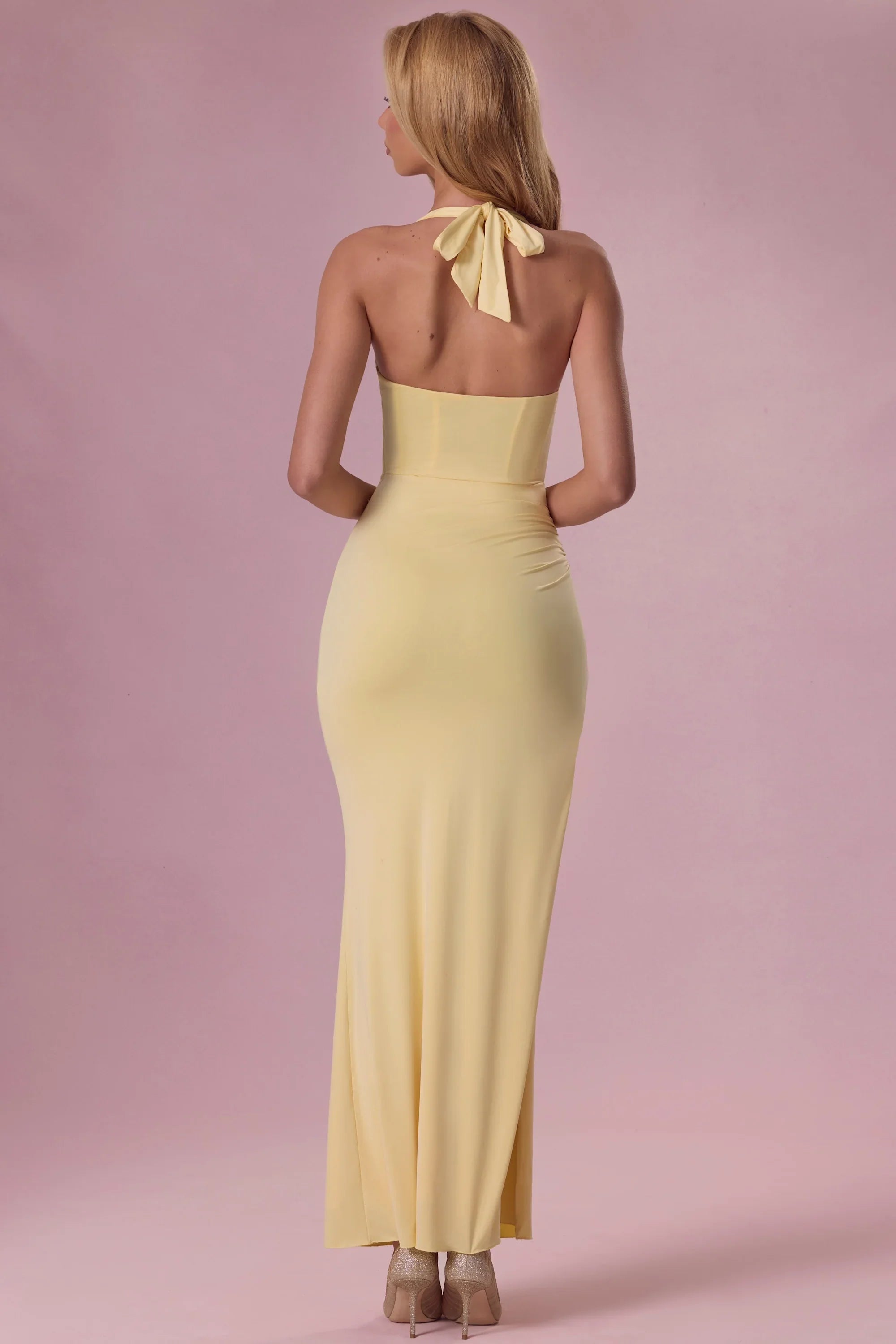 Jersey Corset Bridesmaid Dress in Butter Yellow