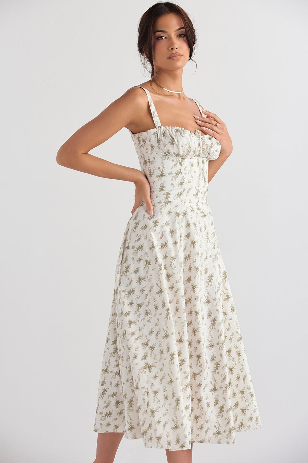 garden print bustier sundress