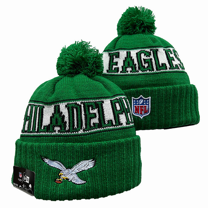 Philadelphia Eagles Pom Knit Hat-Kelly Green