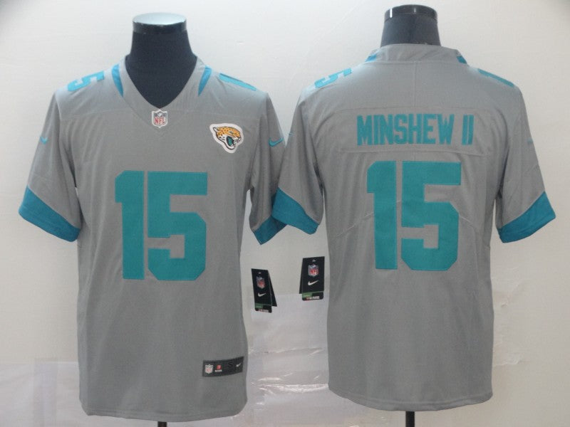 Men's Jacksonville Jaguars Gardner Minshew II #15 Gray Inverted Legend Jersey1