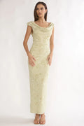 Evermore Cowl Neck Maxi Dress Floral Sage