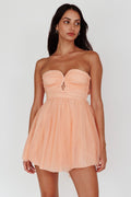 Summer Sweetheart Bow Back Mesh Mini Dress Peach