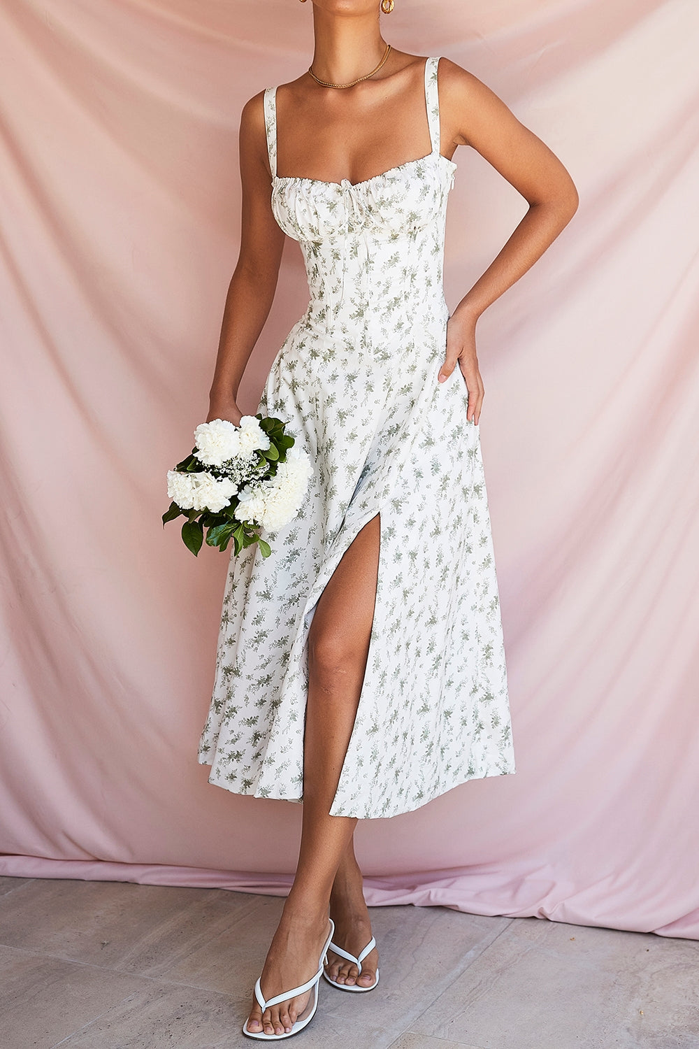garden print bustier sundress