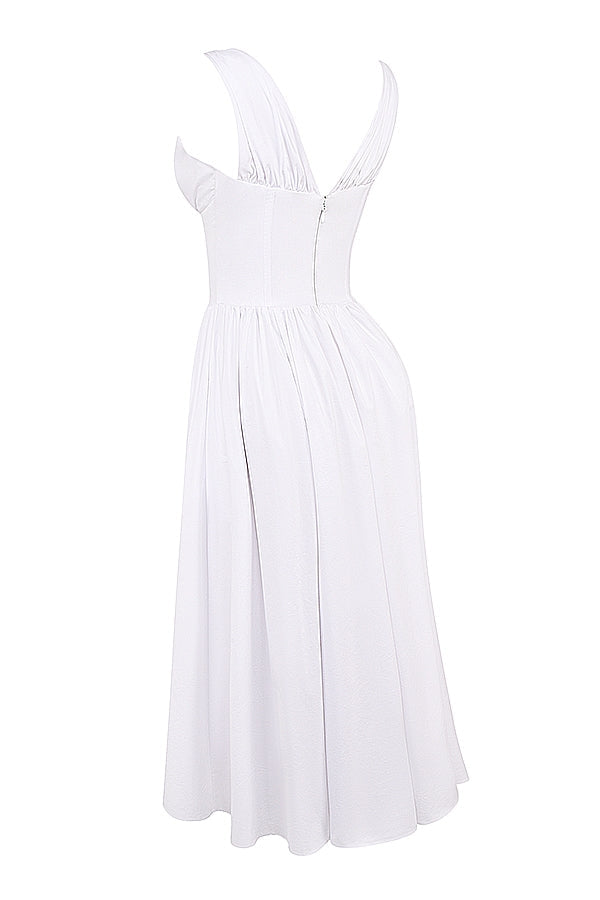 white cotton corset sundress