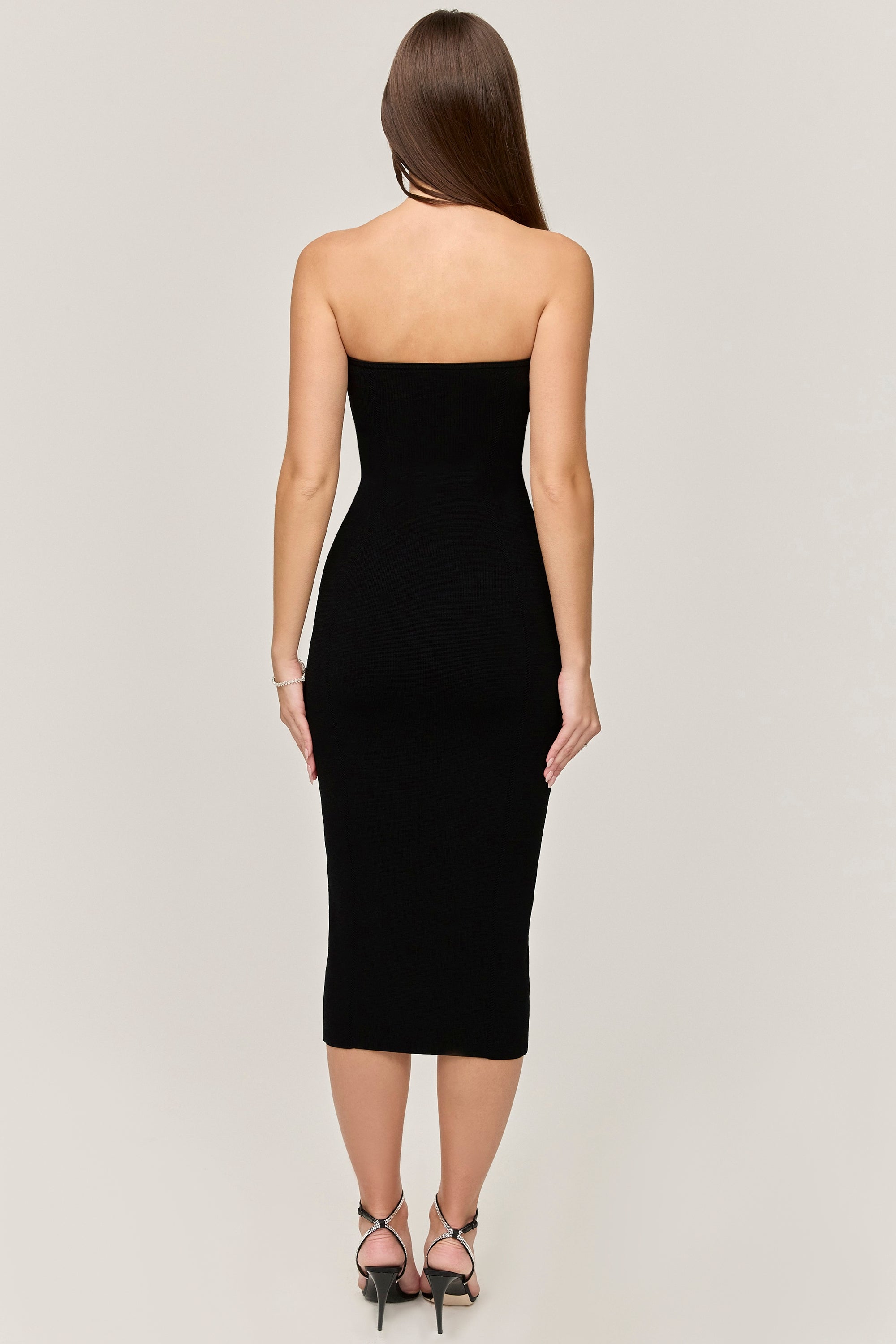 black strapless midi dress - sale