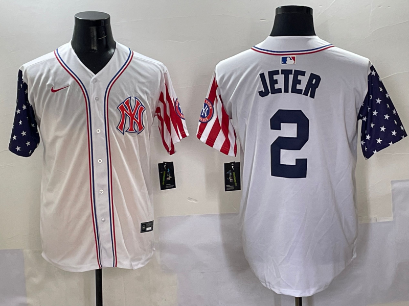 Men's New York Yankees Derek Jeter #2 White Team Player Game Jersey