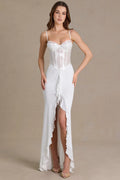 Embellished Lace Corset Gown in White