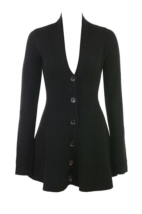 black wool knitted cardigan dress