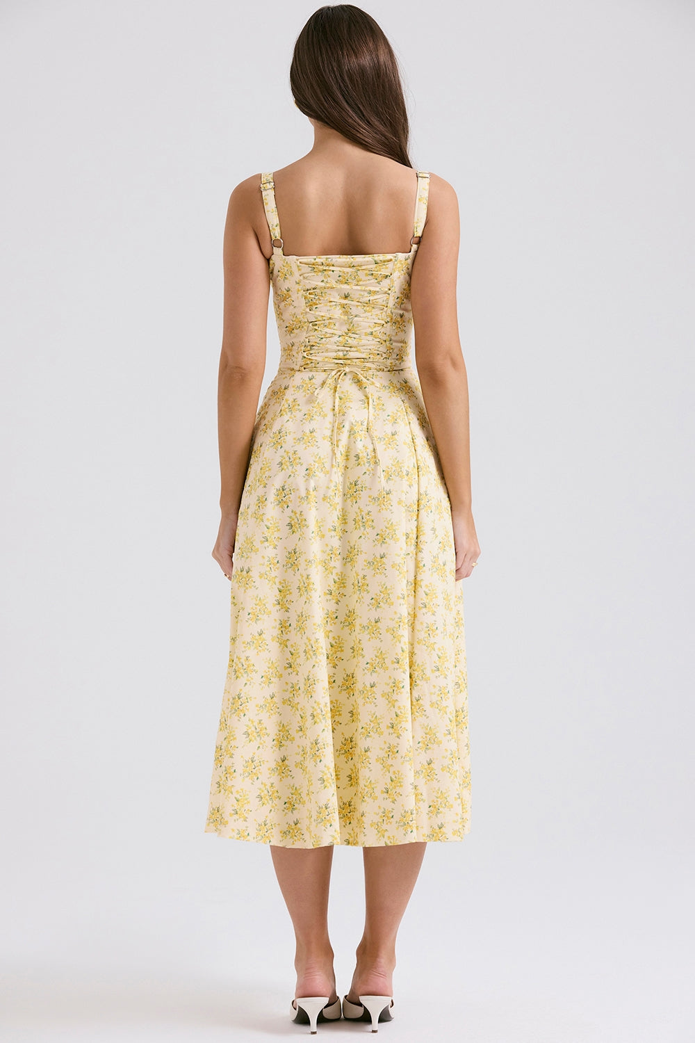 buttercup vintage floral print cotton bustier sundress