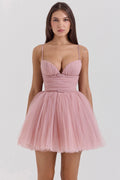 french rose tulle mini dress - sale